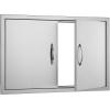 imageVEVOR BBQ Access Door 24W x 24H Inch Double Outdoor Kitchen Stainless Steel Flush Mount Door Double Wall Vertical with Handles and Hooks for BBQ Island Grilling Station Outside Cabinet33W x 22H