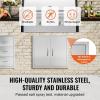 imageVEVOR BBQ Access Door 24W x 24H Inch Double Outdoor Kitchen Stainless Steel Flush Mount Door Double Wall Vertical with Handles and Hooks for BBQ Island Grilling Station Outside Cabinet26W x 24H