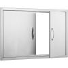 imageVEVOR BBQ Access Door 24W x 24H Inch Double Outdoor Kitchen Stainless Steel Flush Mount Door Double Wall Vertical with Handles and Hooks for BBQ Island Grilling Station Outside Cabinet35W x 24H