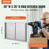 imageVEVOR BBQ Access Door 24W x 24H Inch Double Outdoor Kitchen Stainless Steel Flush Mount Door Double Wall Vertical with Handles and Hooks for BBQ Island Grilling Station Outside Cabinet39W x 26H