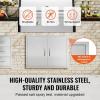 imageVEVOR BBQ Access Door 24W x 24H Inch Double Outdoor Kitchen Stainless Steel Flush Mount Door Double Wall Vertical with Handles and Hooks for BBQ Island Grilling Station Outside Cabinet31W x 24H