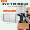imageVEVOR BBQ Access Door 24W x 24H Inch Double Outdoor Kitchen Stainless Steel Flush Mount Door Double Wall Vertical with Handles and Hooks for BBQ Island Grilling Station Outside Cabinet42W x 21H
