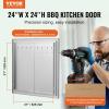 imageVEVOR BBQ Access Door 24W x 24H Inch Double Outdoor Kitchen Stainless Steel Flush Mount Door Double Wall Vertical with Handles and Hooks for BBQ Island Grilling Station Outside Cabinet24W x 24H