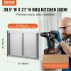 imageVEVOR BBQ Access Door 24W x 24H Inch Double Outdoor Kitchen Stainless Steel Flush Mount Door Double Wall Vertical with Handles and Hooks for BBQ Island Grilling Station Outside Cabinet305W x 21H