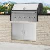 imageVEVOR BBQ Access Door 24W x 24H Inch Double Outdoor Kitchen Stainless Steel Flush Mount Door Double Wall Vertical with Handles and Hooks for BBQ Island Grilling Station Outside Cabinet36W x 24H