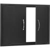 imageVEVOR BBQ Access Door 24W x 24H Inch Double Outdoor Kitchen Stainless Steel Flush Mount Door Double Wall Vertical with Handles and Hooks for BBQ Island Grilling Station Outside Cabinet31W x 24HBlack
