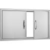 imageVEVOR BBQ Access Door 24W x 24H Inch Double Outdoor Kitchen Stainless Steel Flush Mount Door Double Wall Vertical with Handles and Hooks for BBQ Island Grilling Station Outside Cabinet36W x 21H