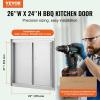 imageVEVOR BBQ Access Door 24W x 24H Inch Double Outdoor Kitchen Stainless Steel Flush Mount Door Double Wall Vertical with Handles and Hooks for BBQ Island Grilling Station Outside Cabinet26W x 24H