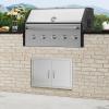 imageVEVOR BBQ Access Door 24W x 24H Inch Double Outdoor Kitchen Stainless Steel Flush Mount Door Double Wall Vertical with Handles and Hooks for BBQ Island Grilling Station Outside Cabinet28W x 19H