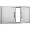 imageVEVOR BBQ Access Door 24W x 24H Inch Double Outdoor Kitchen Stainless Steel Flush Mount Door Double Wall Vertical with Handles and Hooks for BBQ Island Grilling Station Outside Cabinet34W x 19H