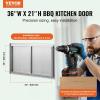 imageVEVOR BBQ Access Door 24W x 24H Inch Double Outdoor Kitchen Stainless Steel Flush Mount Door Double Wall Vertical with Handles and Hooks for BBQ Island Grilling Station Outside Cabinet36W x 21H