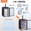 imageVEVOR Beer Kegerator Dual Tap Commercial Draft Beer Dispenser for D system Full Size Keg Refrigerator with 5lbs CO2 Tank Hold 2 Sixth  2 Ball lock keg BlackDual TapSilver