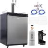 imageVEVOR Beer Kegerator Dual Tap Commercial Draft Beer Dispenser for D system Full Size Keg Refrigerator with 5lbs CO2 Tank Hold 2 Sixth  2 Ball lock keg BlackDual TapSilver