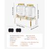 imageVEVOR Beverage Dispenser 2 Pack 1 Gallon Drink Dispensers for Parties Glass Juice Dispenser with Wood Stand Stainless Steel Spigot Infuser Iced Tea Lemonade Juice Water Dispensers for Parties2Gal 2Pack