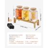 imageVEVOR Beverage Dispenser 2 Pack 1 Gallon Drink Dispensers for Parties Glass Juice Dispenser with Wood Stand Stainless Steel Spigot Infuser Iced Tea Lemonade Juice Water Dispensers for Parties1Gal 3Pack