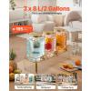 imageVEVOR Beverage Dispenser 2 Pack 1 Gallon Drink Dispensers for Parties Glass Juice Dispenser with Wood Stand Stainless Steel Spigot Infuser Iced Tea Lemonade Juice Water Dispensers for Parties2Gal 3Pack