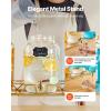 imageVEVOR Beverage Dispenser 2 Pack 1 Gallon Drink Dispensers for Parties Glass Juice Dispenser with Wood Stand Stainless Steel Spigot Infuser Iced Tea Lemonade Juice Water Dispensers for Parties2Gal 3Pack