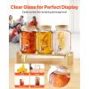 imageVEVOR Beverage Dispenser 2 Pack 1 Gallon Drink Dispensers for Parties Glass Juice Dispenser with Wood Stand Stainless Steel Spigot Infuser Iced Tea Lemonade Juice Water Dispensers for Parties1Gal 3Pack