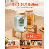 imageVEVOR Beverage Dispenser 2 Pack 1 Gallon Drink Dispensers for Parties Glass Juice Dispenser with Wood Stand Stainless Steel Spigot Infuser Iced Tea Lemonade Juice Water Dispensers for Parties1Gal 2Pack