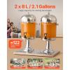 imageVEVOR Beverage Dispenser 21 Gallon x 2 Drink Dispenser for Parties Stainless Steel  Plastic Juice Dispensers with Spigot Ice Chamber Tray Iced Tea Lemonade Dispensers for Restaurants Hotels21Gal 2Pack