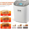 imageVEVOR Bread Maker Dough Machine 15 Menus in 1 NonStick Ceramic Pan Automatic Breadmaker with NonGluten Setting Whole Wheat Bread Making Digital Programmable 3 Loaf Sizes 3 Crust Colors WhiteWhiteSilver