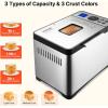 imageVEVOR Bread Maker Dough Machine 15 Menus in 1 NonStick Ceramic Pan Automatic Breadmaker with NonGluten Setting Whole Wheat Bread Making Digital Programmable 3 Loaf Sizes 3 Crust Colors WhiteSilver