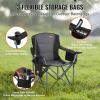 imageVEVOR Camping Folding Chair Portable Heavy Duty Outdoor Quad Lumbar Back Padded with Side Pockets Cup Holder and Cooler Bag for Beach Lawn Picnic Fishing Backpacking Black