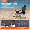 imageVEVOR Camping Folding Chair Portable Heavy Duty Outdoor Quad Lumbar Back Padded with Side Pockets Cup Holder and Cooler Bag for Beach Lawn Picnic Fishing Backpacking Black