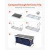 imageVEVOR Camping Kitchen Station 3 Adjustable Height Folding Outdoor Camp Cooking Table with Storage Organizer Quick Setup for Patio BBQ Picnic Glamping TravelingBlackblue