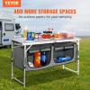 imageVEVOR Camping Kitchen Station 3 Adjustable Height Folding Outdoor Camp Cooking Table with Storage Organizer Quick Setup for Patio BBQ Picnic Glamping TravelingGrey