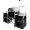 imageVEVOR Camping Kitchen Table Folding Outdoor Cooking Table with Storage Carrying Bag Aluminum Cook Station 3 Cupboard ampamp Detachable Windscreen Quick Setup for Picnics BBQ RV Traveling BlackBlack