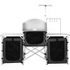 imageVEVOR Camping Kitchen Table Folding Outdoor Cooking Table with Storage Carrying Bag Aluminum Cook Station 3 Cupboard ampamp Detachable Windscreen Quick Setup for Picnics BBQ RV Traveling BlackBlack