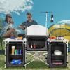 imageVEVOR Camping Kitchen Table Folding Outdoor Cooking Table with Storage Carrying Bag Aluminum Cook Station 3 Cupboard ampamp Detachable Windscreen Quick Setup for Picnics BBQ RV Traveling BlackBlack