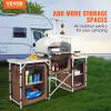 imageVEVOR Camping Kitchen Table Folding Outdoor Cooking Table with Storage Carrying Bag Aluminum Cook Station 3 Cupboard ampamp Detachable Windscreen Quick Setup for Picnics BBQ RV Traveling BlackBrown