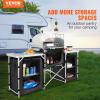 imageVEVOR Camping Kitchen Table Folding Outdoor Cooking Table with Storage Carrying Bag Aluminum Cook Station 3 Cupboard ampamp Detachable Windscreen Quick Setup for Picnics BBQ RV Traveling BlackBlack