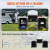 imageVEVOR Camping Kitchen Table Folding Outdoor Cooking Table with Storage Carrying Bag Aluminum Cook Station 3 Cupboard ampamp Detachable Windscreen Quick Setup for Picnics BBQ RV Traveling BlackBlack