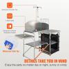 imageVEVOR Camping Kitchen Table Outdoor Camp Cooking Table Aluminum Portable Cook Station with 3 Storage Cupboard Carrying Bag Detachable Windscreen Quick Setup for BBQ Party Picnic RV Travel BlackBlack11 Cupboard