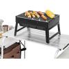 imageVEVOR Camping Kitchen Table Outdoor Camp Cooking Table Aluminum Portable Cook Station with 3 Storage Cupboard Carrying Bag Detachable Windscreen Quick Setup for BBQ Party Picnic RV Travel BlackBrown11 Cupboard