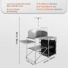 imageVEVOR Camping Kitchen Table Outdoor Camp Cooking Table Aluminum Portable Cook Station with 3 Storage Cupboard Carrying Bag Detachable Windscreen Quick Setup for BBQ Party Picnic RV Travel BlackBlack11 Cupboard
