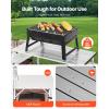 imageVEVOR Camping Kitchen Table Outdoor Camp Cooking Table Aluminum Portable Cook Station with 3 Storage Cupboard Carrying Bag Detachable Windscreen Quick Setup for BBQ Party Picnic RV Travel BlackBrown11 Cupboard