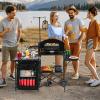 imageVEVOR Camping Kitchen Table Outdoor Camp Cooking Table Aluminum Portable Cook Station with 3 Storage Cupboard Carrying Bag Detachable Windscreen Quick Setup for BBQ Party Picnic RV Travel BlackDeep Black