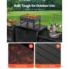imageVEVOR Camping Kitchen Table Outdoor Camp Cooking Table Aluminum Portable Cook Station with 3 Storage Cupboard Carrying Bag Detachable Windscreen Quick Setup for BBQ Party Picnic RV Travel BlackDeep Black