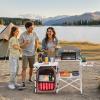 imageVEVOR Camping Kitchen Table Outdoor Camp Cooking Table Aluminum Portable Cook Station with 3 Storage Cupboard Carrying Bag Detachable Windscreen Quick Setup for BBQ Party Picnic RV Travel BlackBrown11 Cupboard