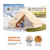 imageVEVOR Canvas Tent Bell Yurt 4 Seasons for Camping with Stove Jack Breathable Holds up to 4 People Family Camping Outdoor Hunting Party5m164ft