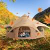 imageVEVOR Canvas Tent Bell Yurt 4 Seasons for Camping with Stove Jack Breathable Holds up to 4 People Family Camping Outdoor Hunting Party5m164ftside pole