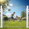 imageVEVOR Chain Link Fence Gate 72 x 48 in Adjustable Chain Link Fence Panel Fit 226 ft W x 6 ft H Garden Fence Gate Opening Fencing Gate with Plastic Coating for Farm Black Posts Not IncludedSilver