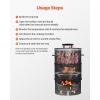 imageVEVOR Charcoal Smoker Grill 185quot Barrel Charcoal BBQ Smoker Coated Steel Outdoor Barbecue Grill with 2 Grilling Grates 1 Hanging Rod 6 Hooks ampamp Thermometer Ideal for Party Backyard Patio Cooking