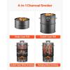 imageVEVOR Charcoal Smoker Grill 185quot Barrel Charcoal BBQ Smoker Coated Steel Outdoor Barbecue Grill with 2 Grilling Grates 1 Hanging Rod 6 Hooks ampamp Thermometer Ideal for Party Backyard Patio Cooking