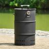 imageVEVOR Charcoal Smoker Grill 185quot Barrel Charcoal BBQ Smoker Coated Steel Outdoor Barbecue Grill with 2 Grilling Grates 1 Hanging Rod 6 Hooks ampamp Thermometer Ideal for Party Backyard Patio Cooking