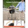 imageVEVOR Charcoal Smoker and Grill 18quot Kamado Charcoal BBQ Smoker Movable Ceramic Barbecue Grill with 4 Wheels 2 Lockable Builtin Thermometer Air Vents ampamp Side Shelf for Outdoor Patio Yard Cooking